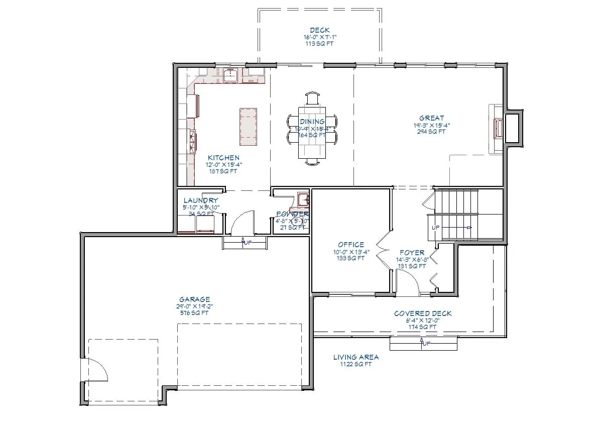Craftsman two-story main floor plan