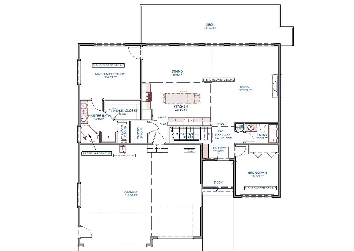 Main floor plan for a custom home