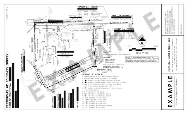Certificate of boundary survey: Acreage with barns, pipeline and access easements, and section corner witnesses.